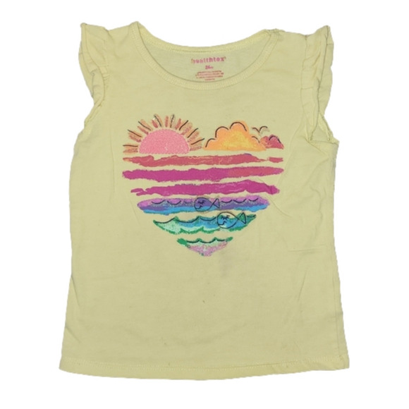 healthtex Other - Healthtex Yellow Short Sleeve Tee with Colorful Ocean Theme in Heart Design